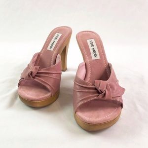 ✅SOLD💅🏼Cindi PINK WOODEN HEELED SANDALS💅🏼